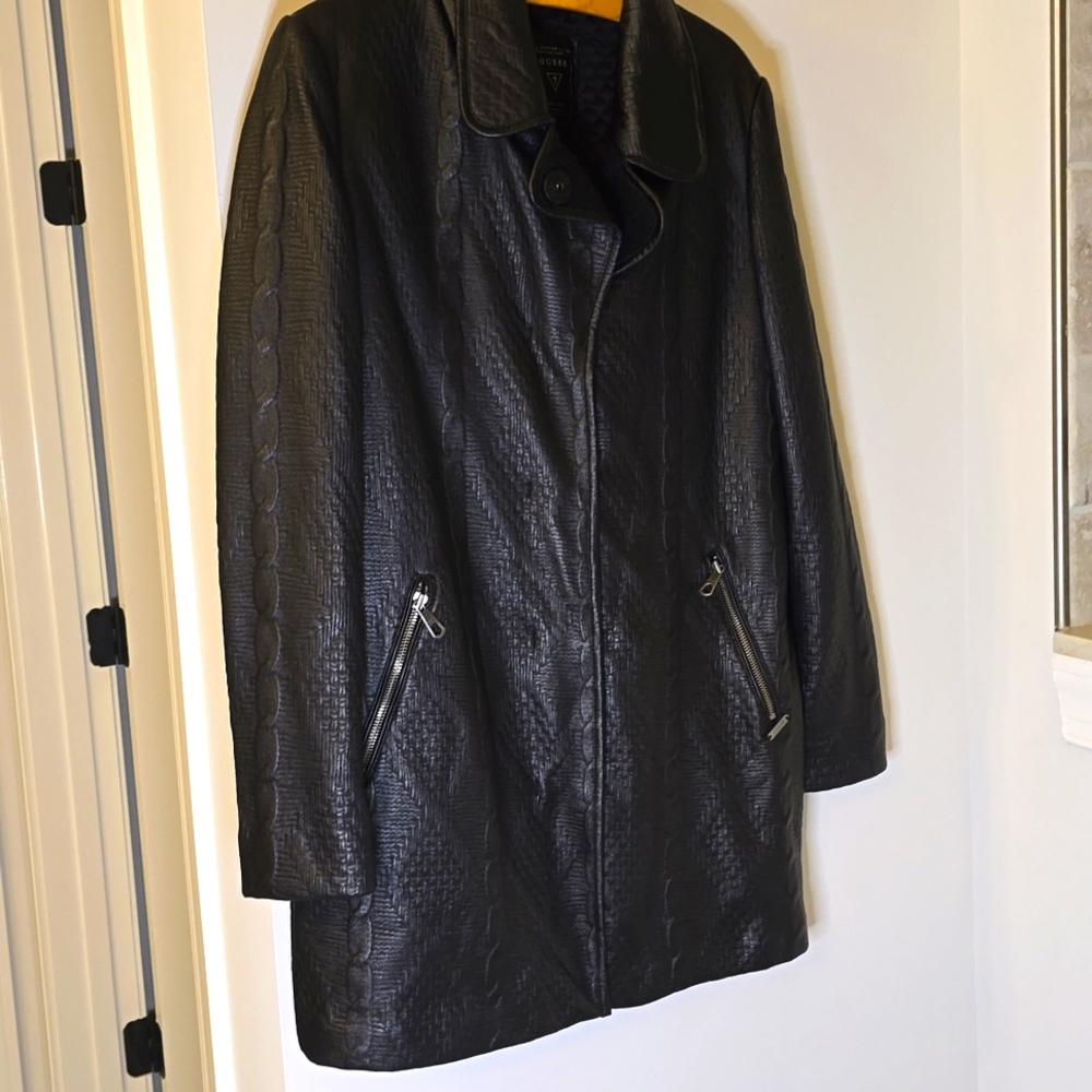 Leather Like Sweater Jacket